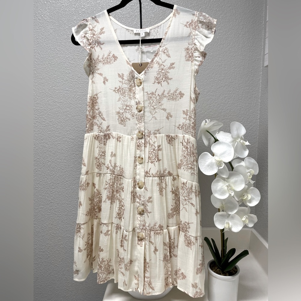 blu pepper Tiered Button Front Dress NWT